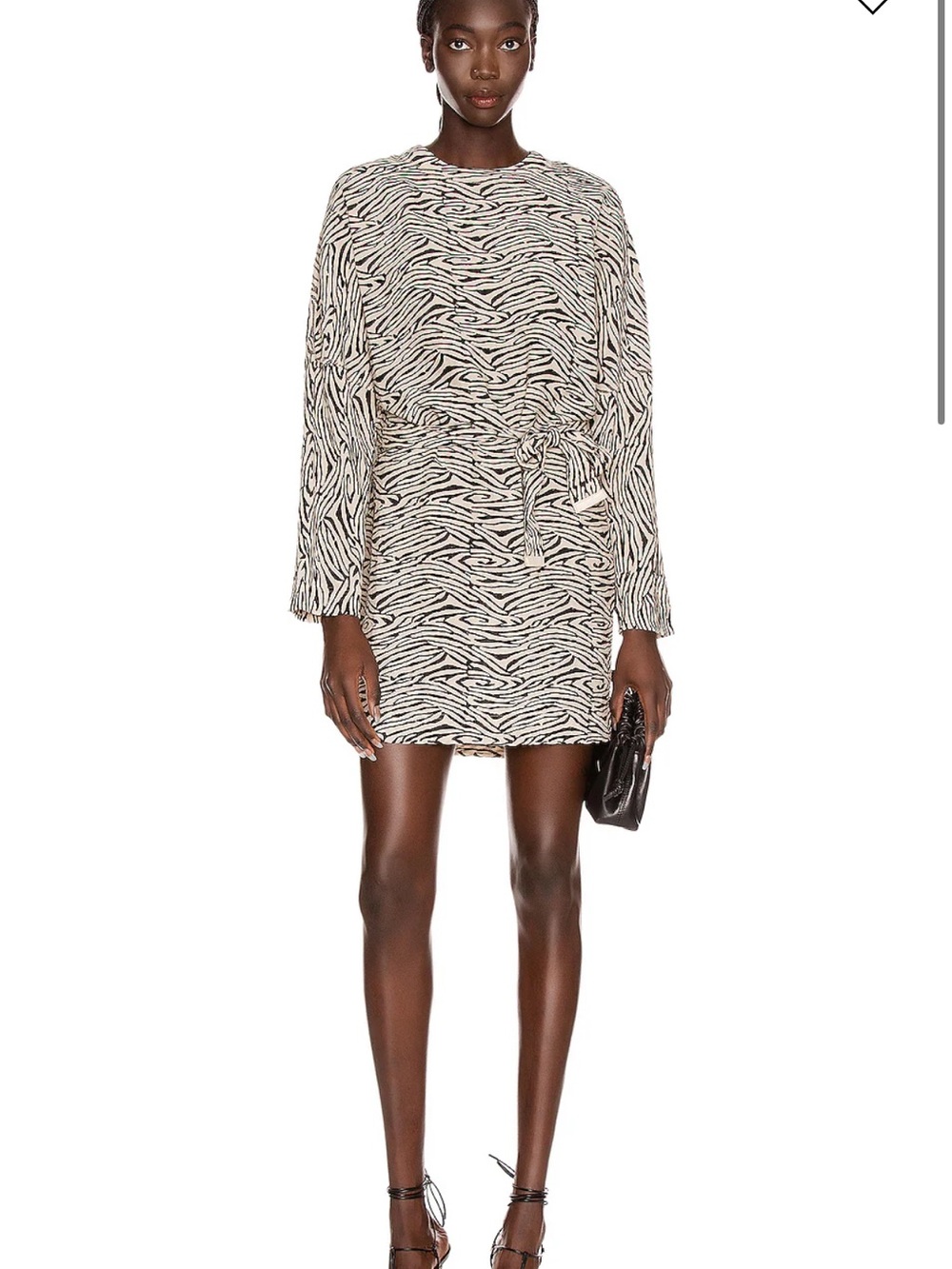 Nanushka Black & White Zebra-Print Long-Sleeve Mini Dress